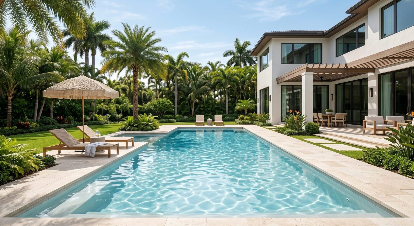 Rectangle Pool With Tanning Ledge