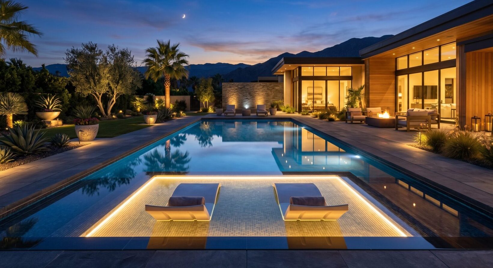 Rectangle Pool With Tanning Ledge