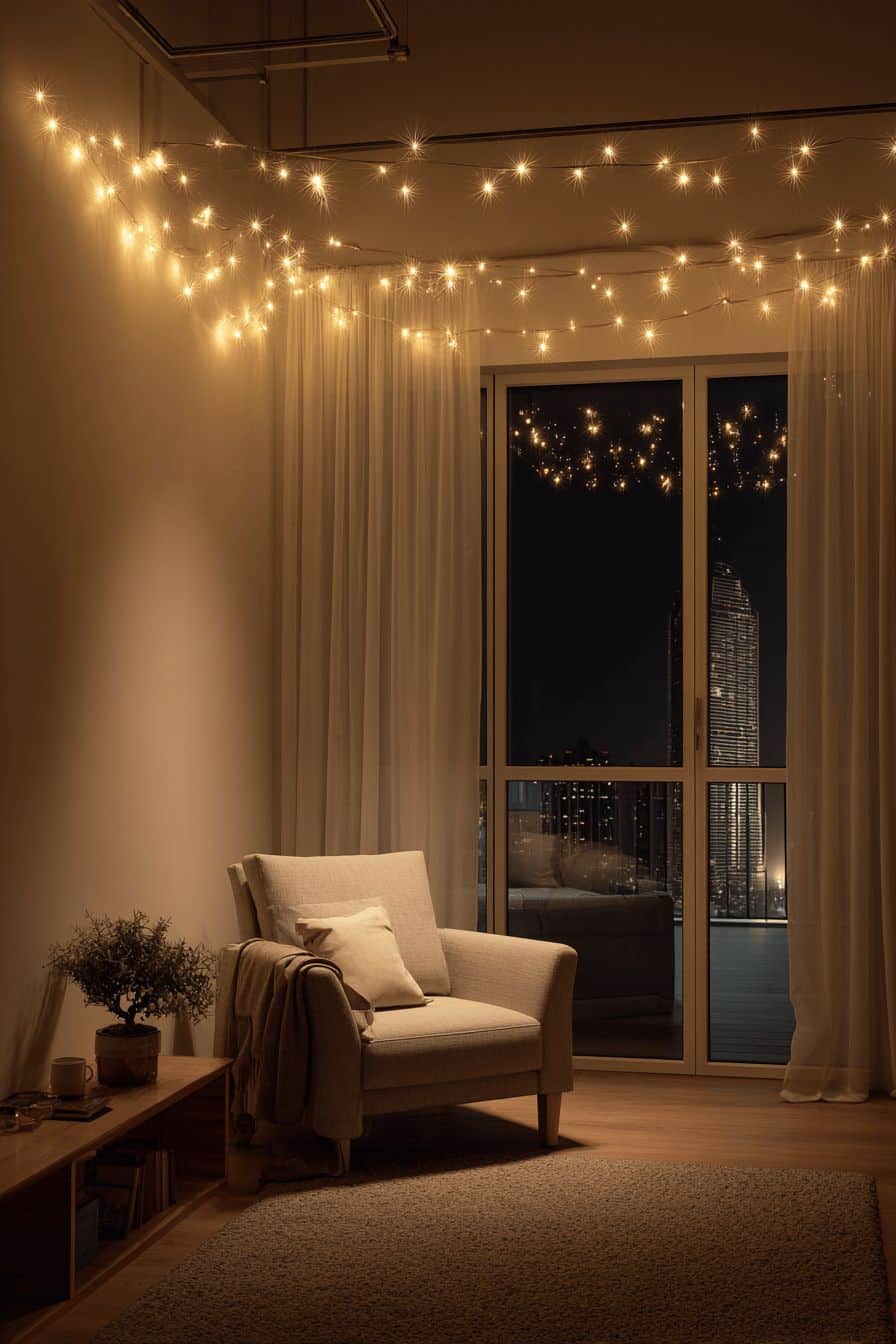 Hang String Lights for Ambient Evening Warmth