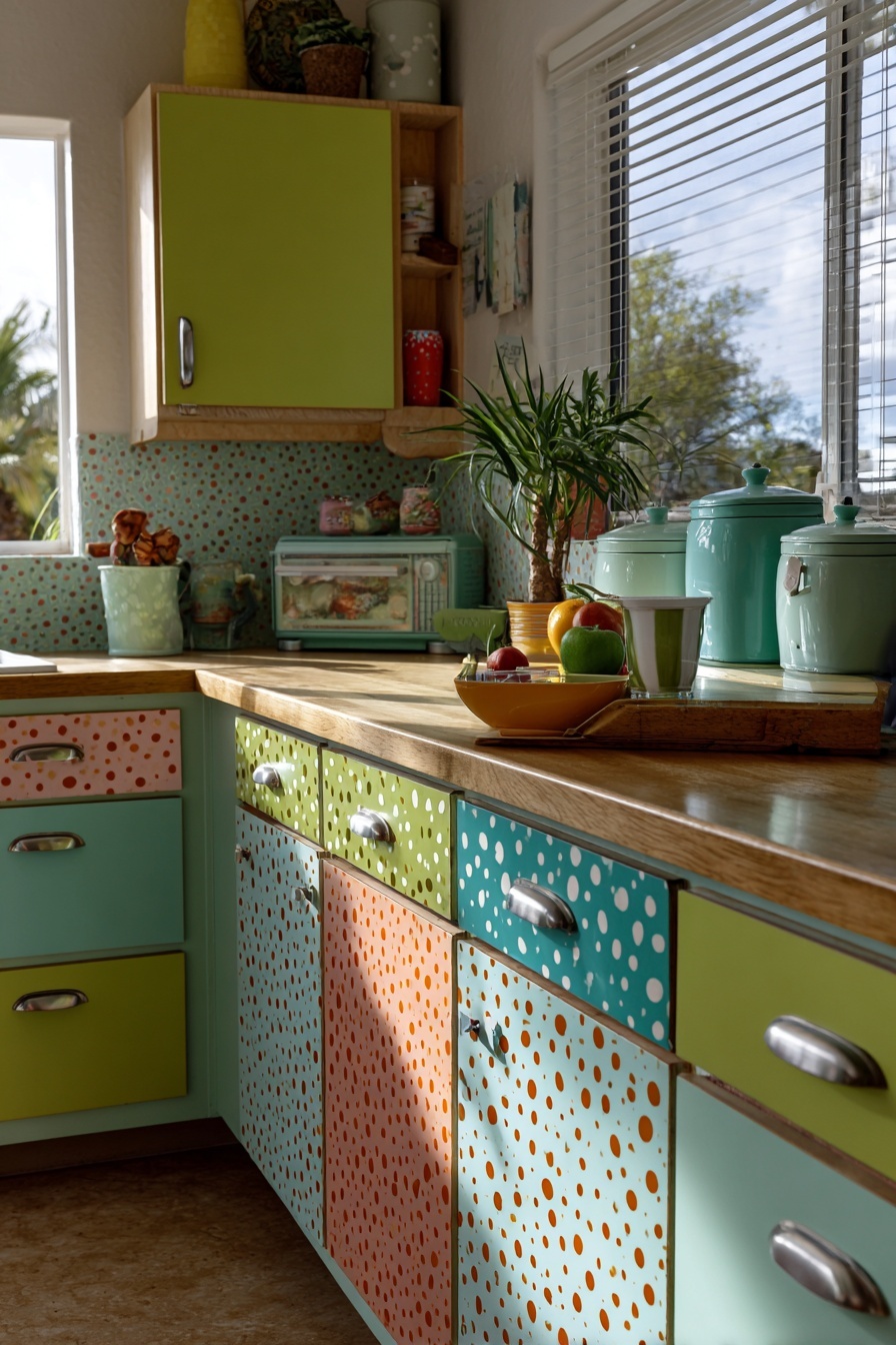 Transform Cabinets with Bright Vinyl Wrap