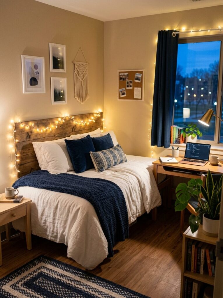 Blue and White Dorm Room Ideas