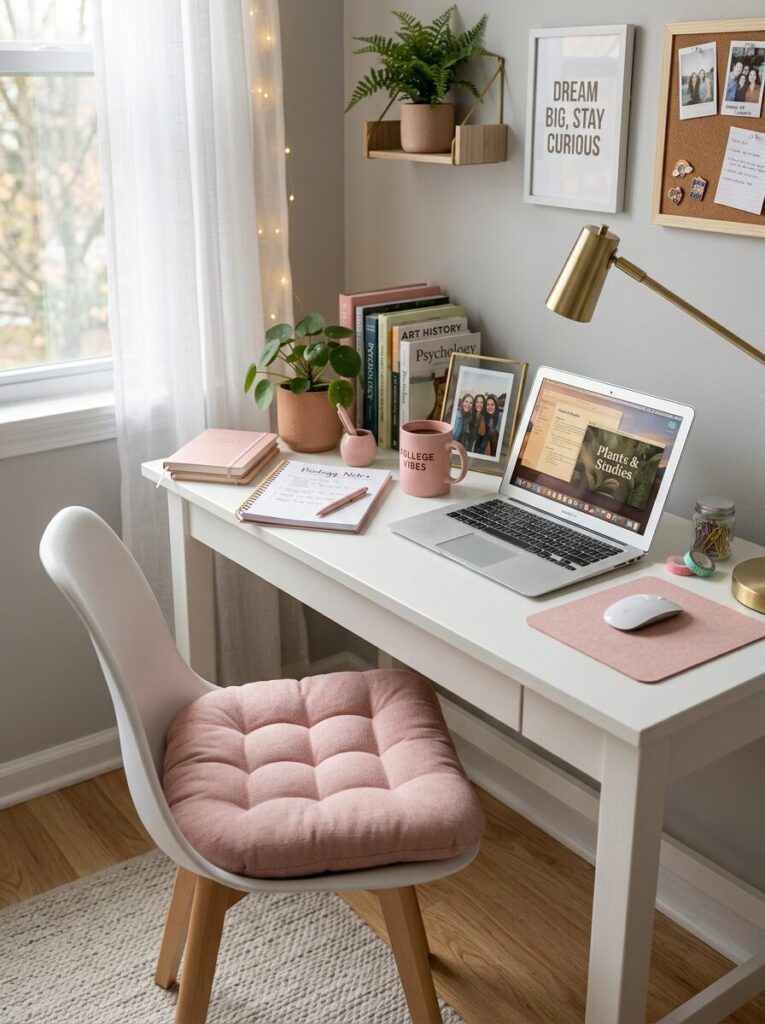 Pink and Green Dorm Room