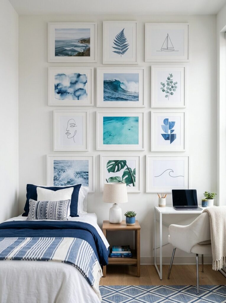 Blue and White Dorm Room Ideas