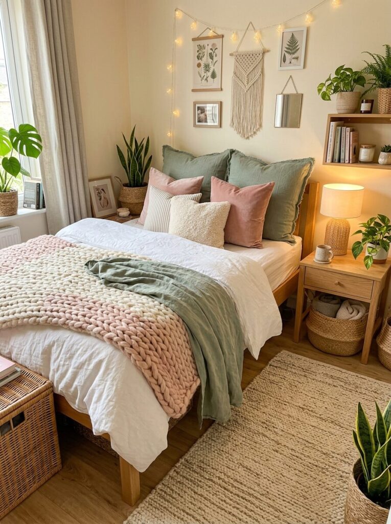 Pink and Green Dorm Room