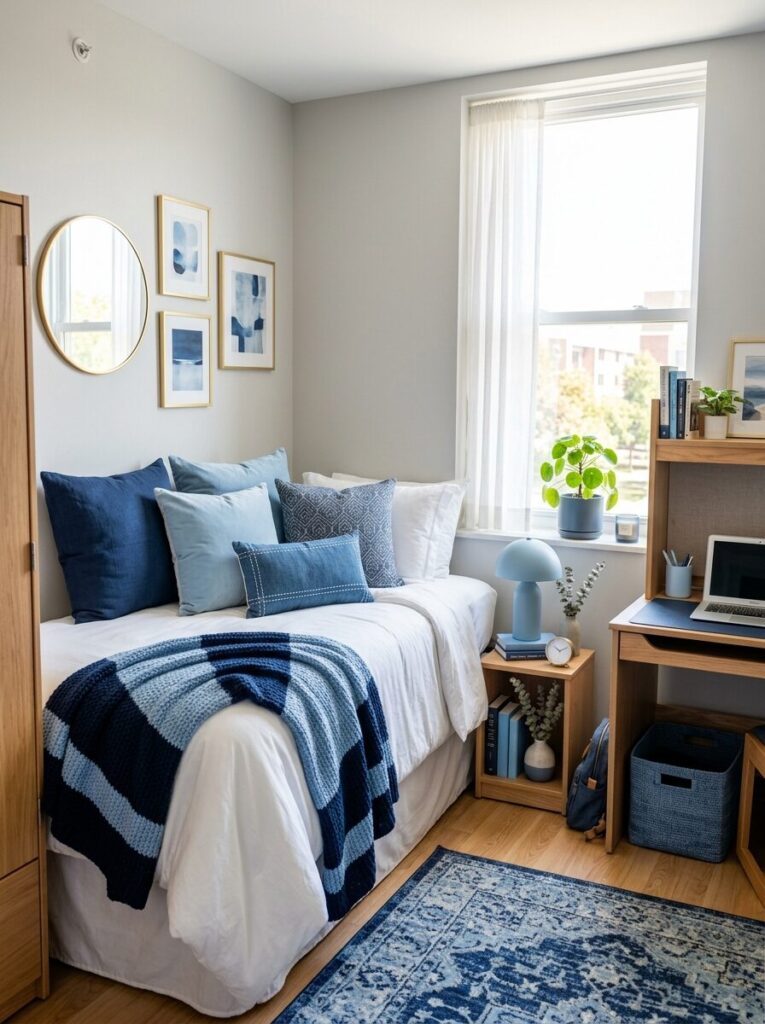 Blue and White Dorm Room Ideas