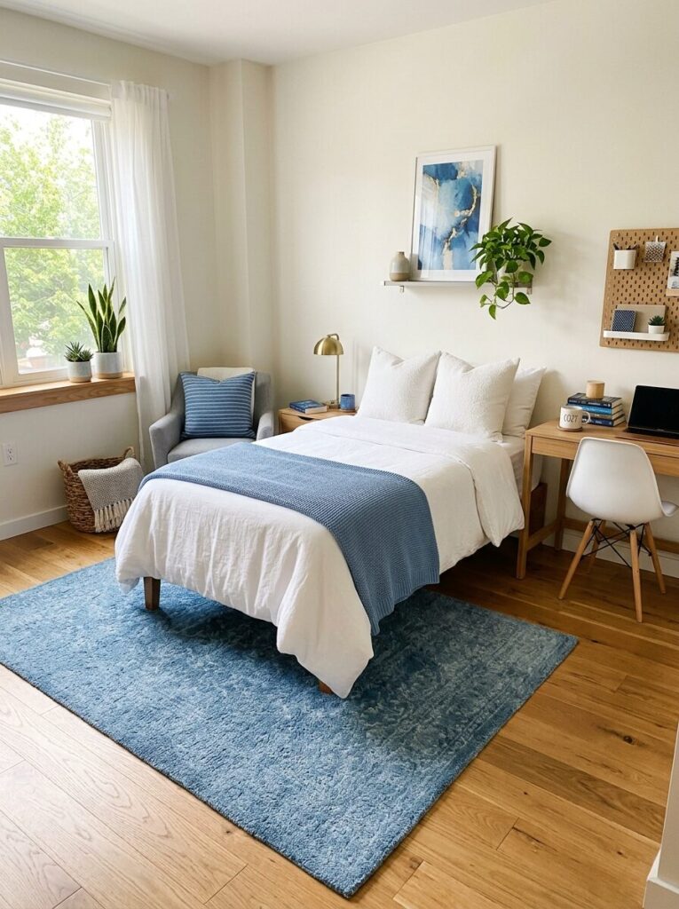 Blue and White Dorm Room Ideas