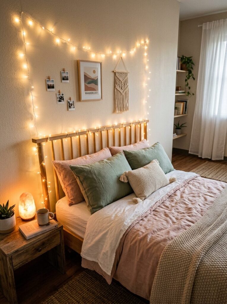 Pink and Green Dorm Room