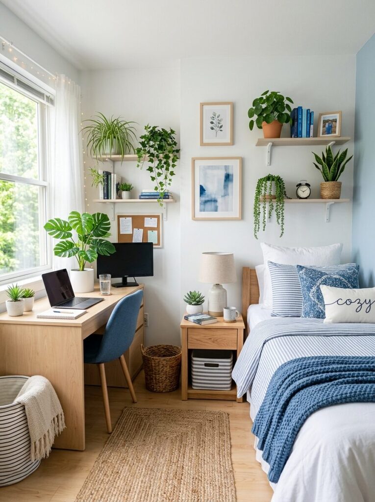 Blue and White Dorm Room Ideas
