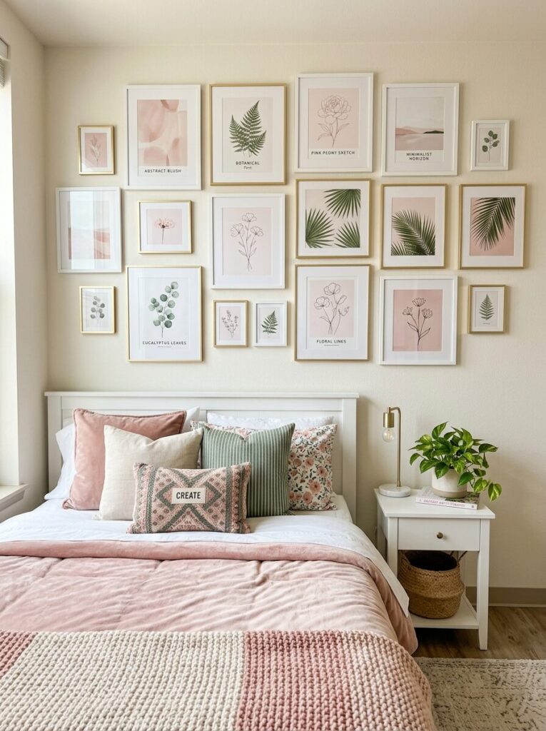 Pink and Green Dorm Room