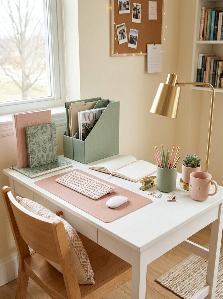 Pink and Green Dorm Room