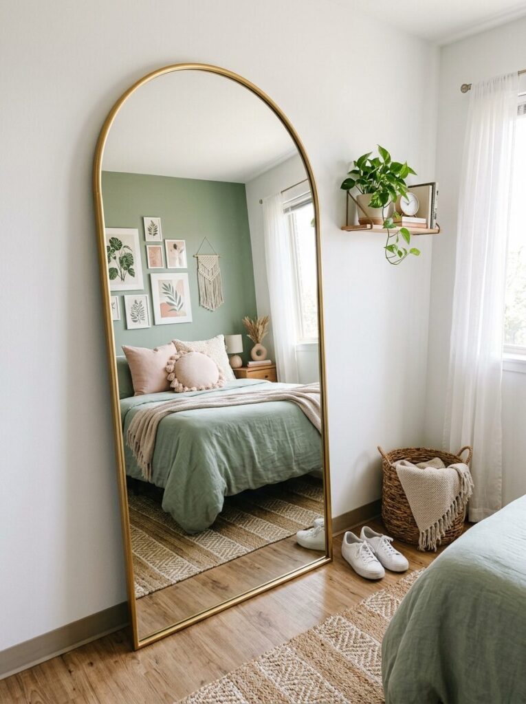 Pink and Green Dorm Room