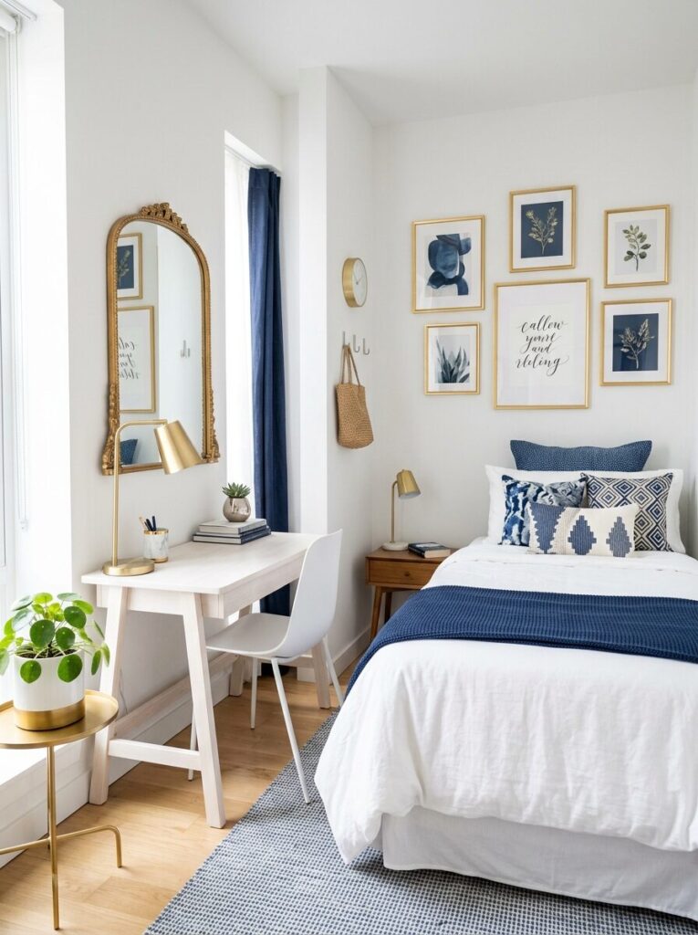 Blue and White Dorm Room Ideas