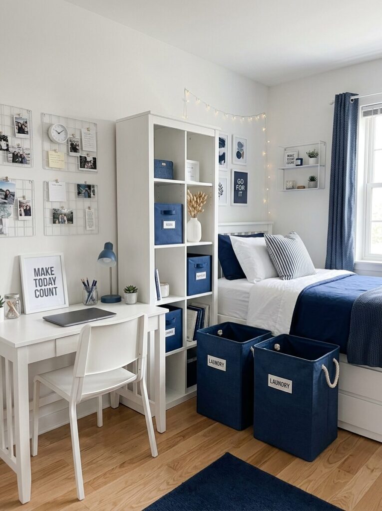 Blue and White Dorm Room Ideas