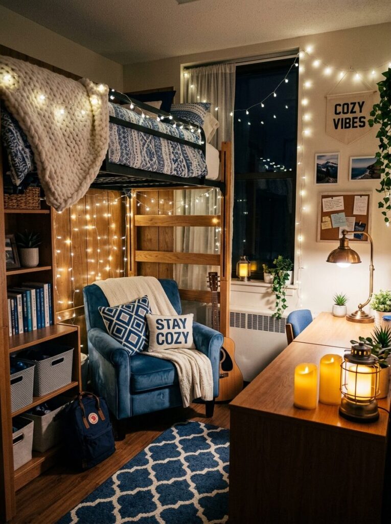 Blue and White Dorm Room Ideas