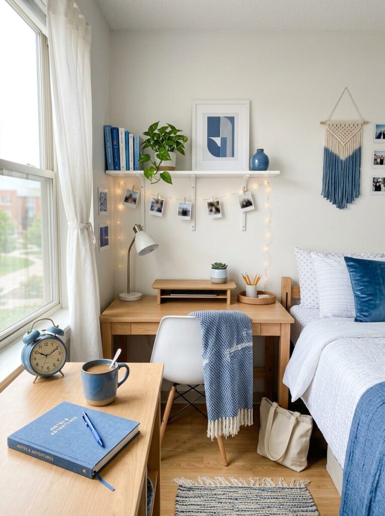 Blue and White Dorm Room Ideas